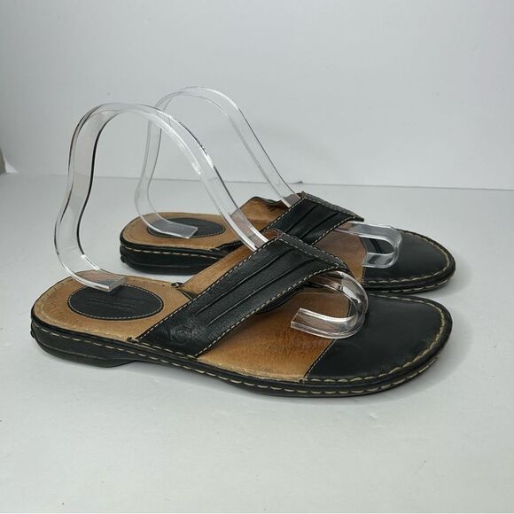 Born Black Leather Strappy Sandals 10 - Picture 2 of 10